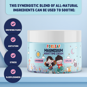 Magnesium Cream for Kids with Aloe Vera, Shea Butter, Dandelion Root Extract & Lavender - 4oz